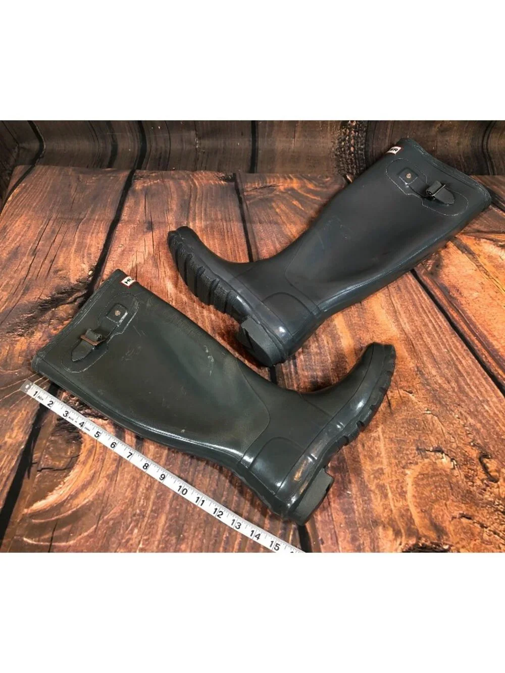 Hunter Womens 5 W23616 Original Gloss Tall Gray/Blue Rain Boots